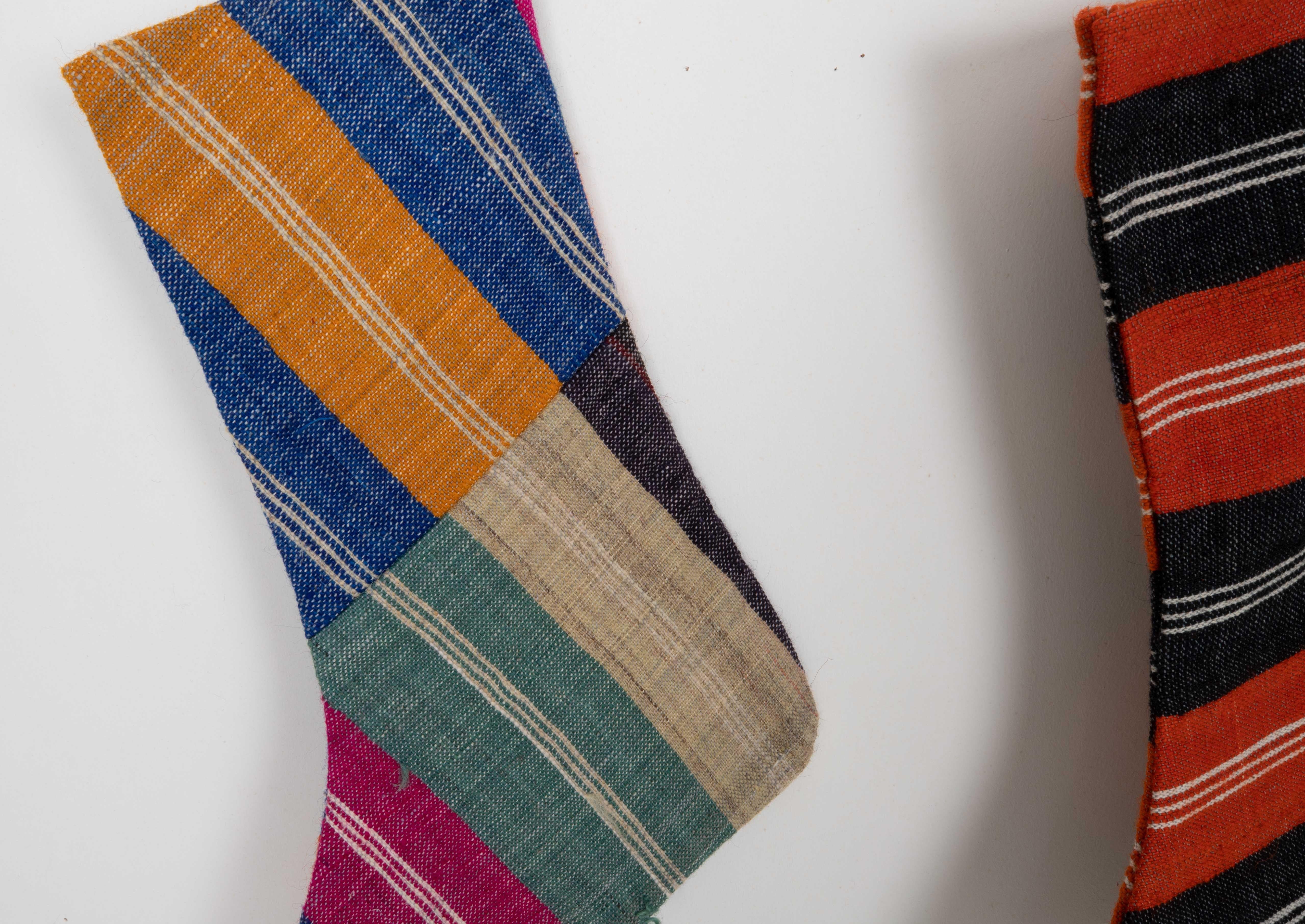 20th Century Double Side Christmas Stockings Made from Anatolian Kilim Fragments For Sale