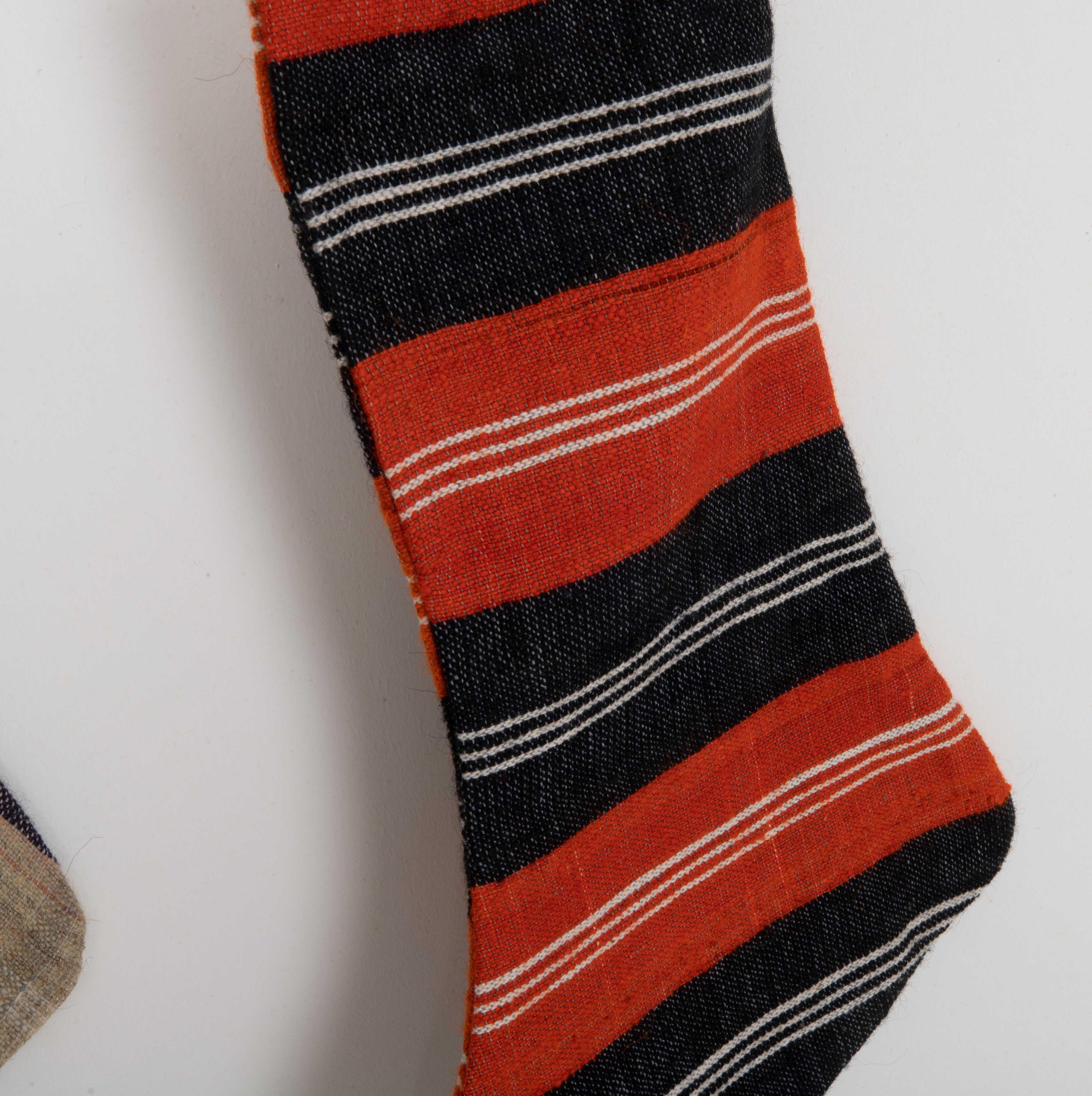 Wool Double Side Christmas Stockings Made from Anatolian Kilim Fragments For Sale