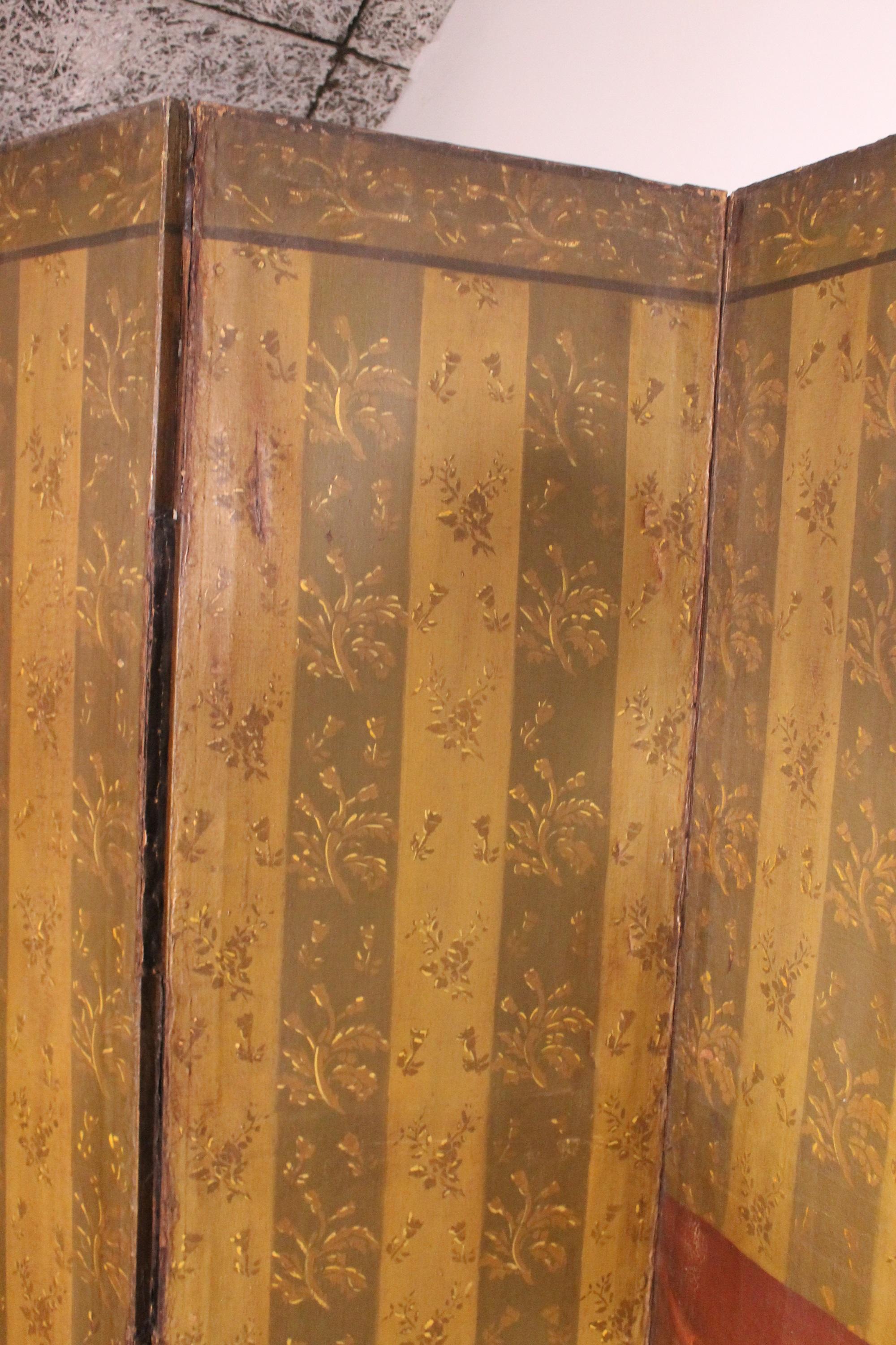 Double Side Folding Screen 18th Century Painting, 7 Fold 8