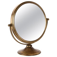 Miroir de table à double face réglable et grossissant en laiton:: 1970