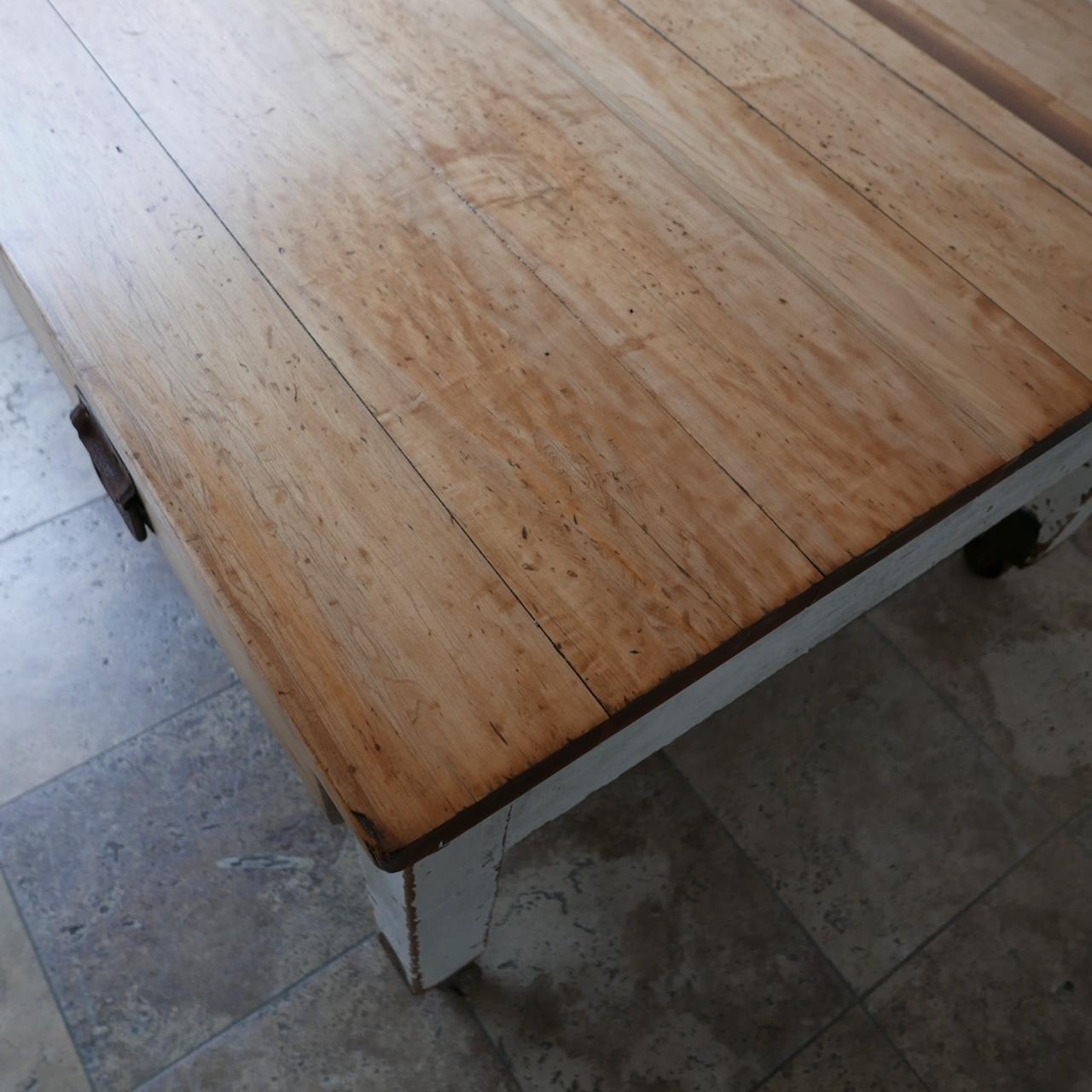 Double Sided Antique Bakers Kitchen Island Prep Table For Sale 4