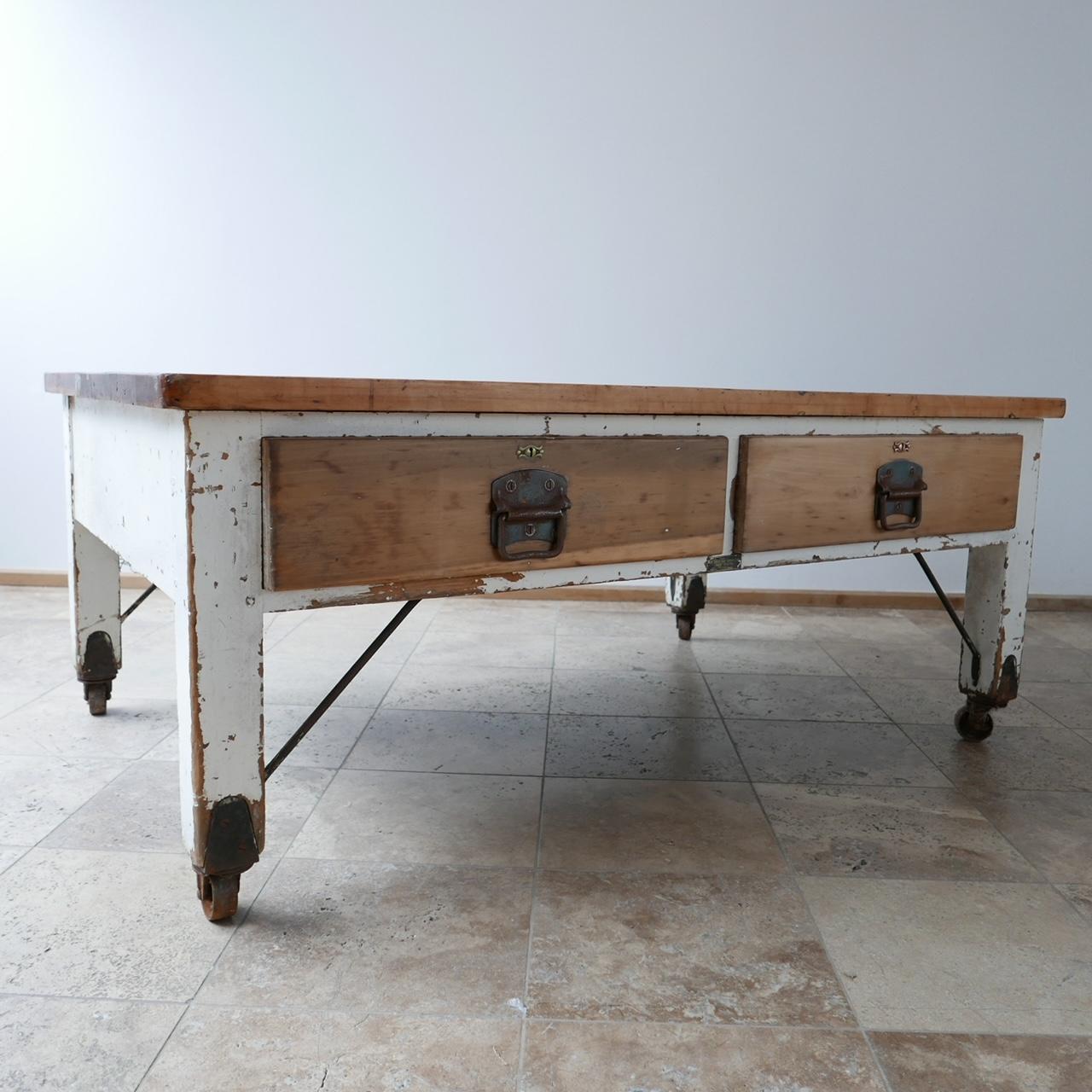 Double Sided Antique Bakers Kitchen Island Prep Table For Sale 5