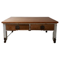 Double Sided Antique Bakers Kitchen Island Prep Table