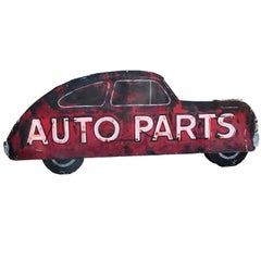 Vintage Double Sided Auto Parts Neon Sign in Original Paint