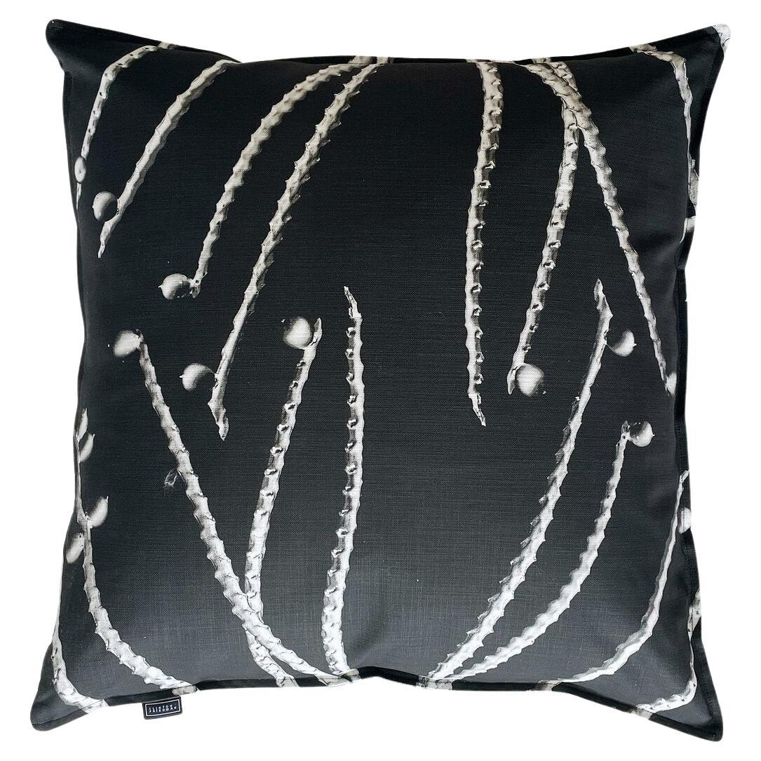 Double-Sided Black / White Pillow w/ Tropical Plant Images made in South Africa For Sale