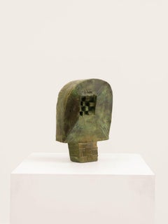 Double Sided Bronze Abstract Sculpture, 70's French design with cubist overtones