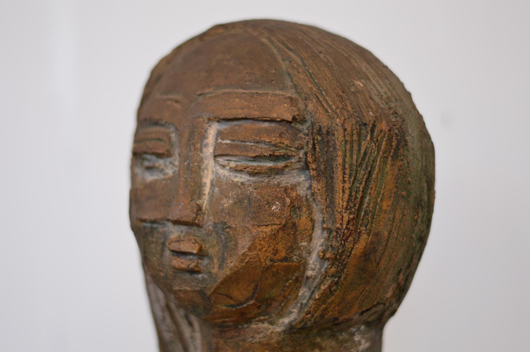 Mid-Century Modern Double Sided Bust Sculpture by Lim Nang Seng For Sale
