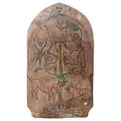 Used Double-Sided Carved Wooden Blawong Board from Java, circa 1920s-1950s