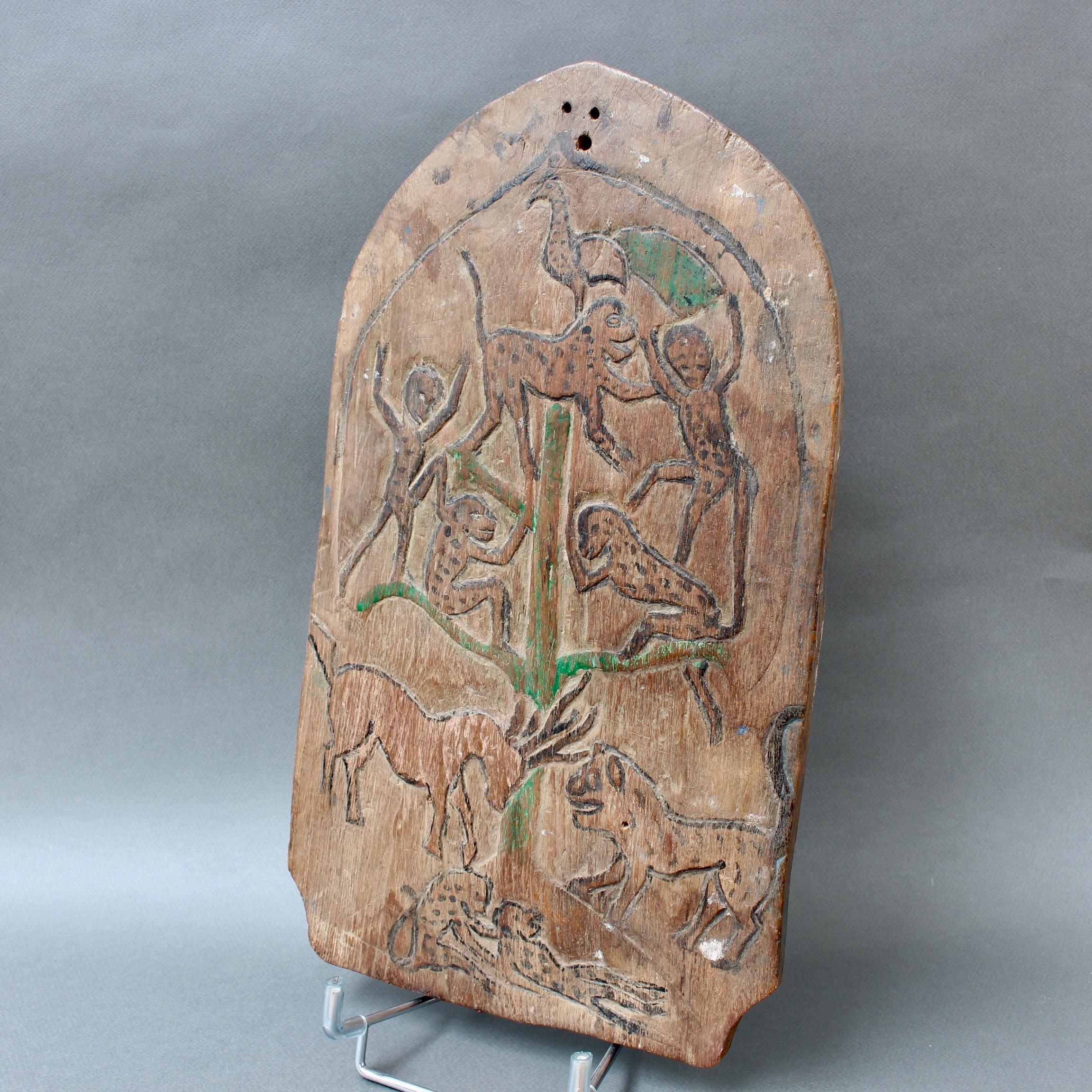 Double-Sided Carved Wooden Blawong Board from Java, circa 1920s-1950s For Sale 4