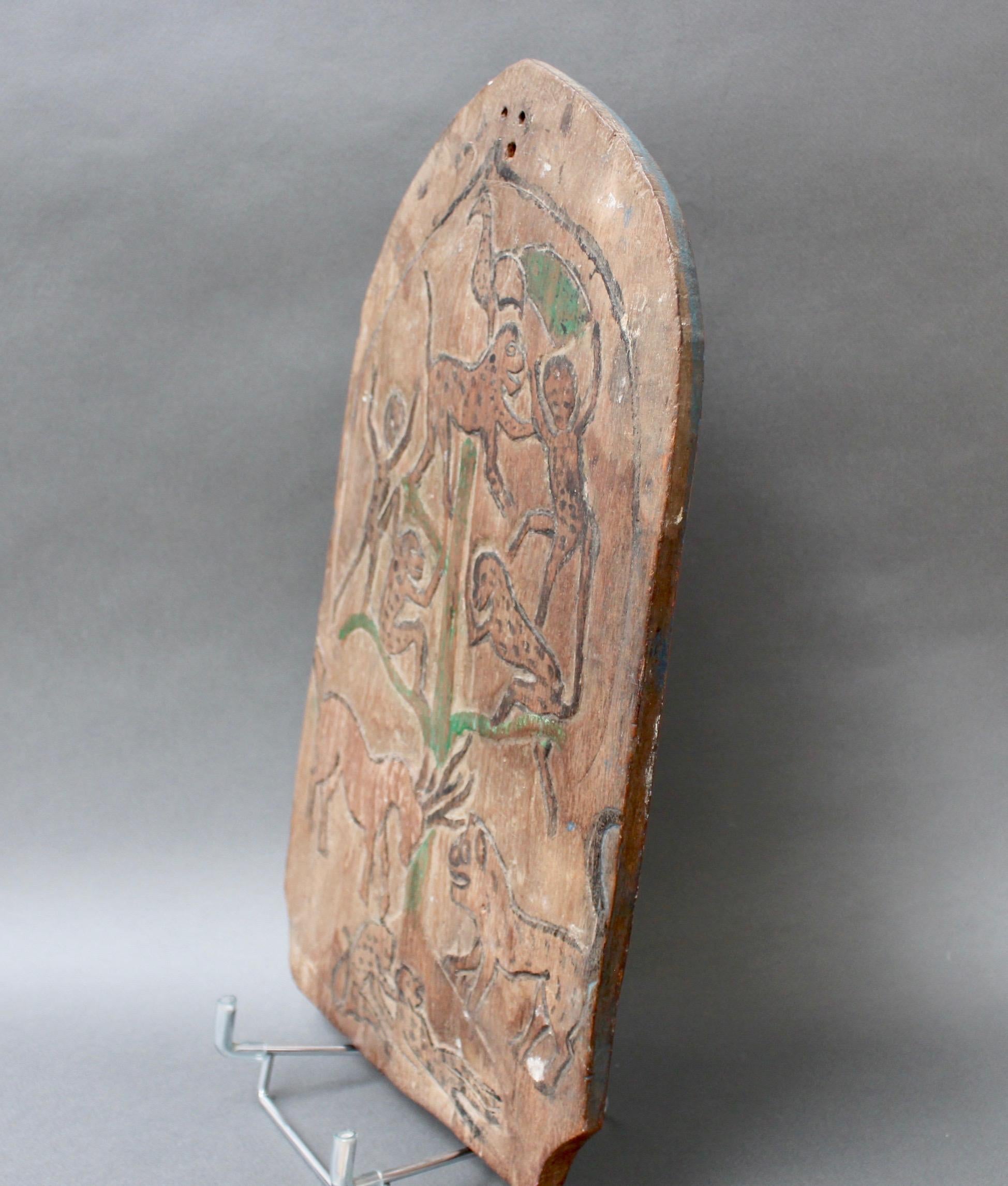 Double-Sided Carved Wooden Blawong Board from Java, circa 1920s-1950s For Sale 5