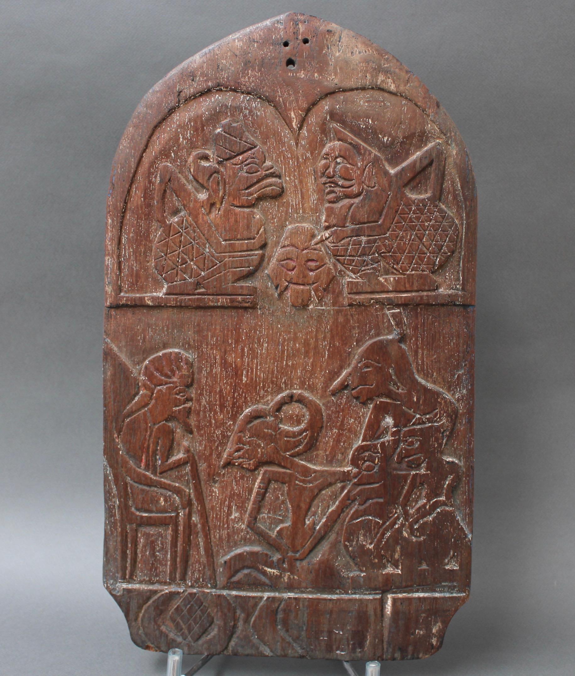 Double-Sided Carved Wooden Blawong Board from Java, circa 1920s-1950s For Sale 12