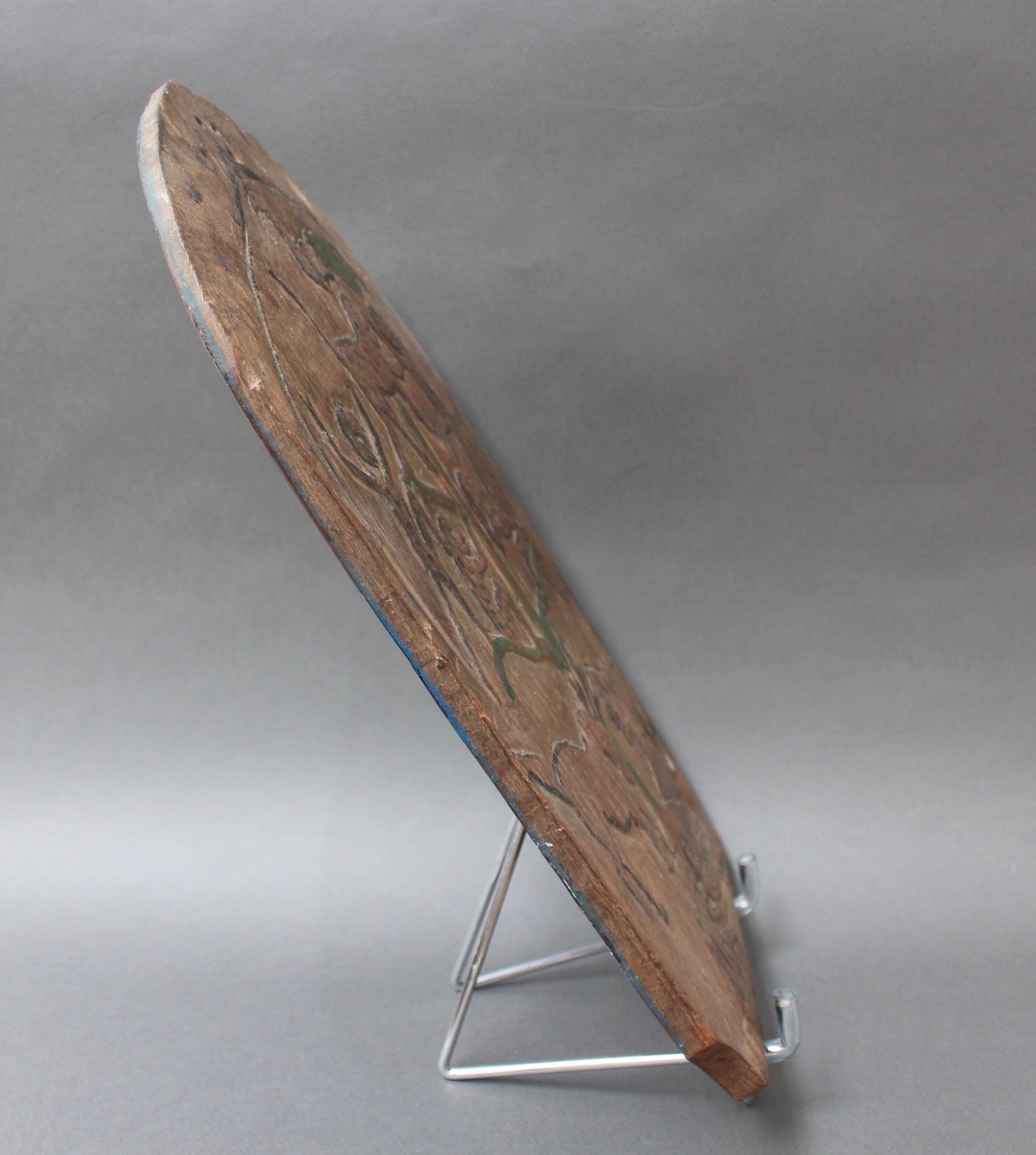 20th Century Double-Sided Carved Wooden Blawong Board from Java, circa 1920s-1950s For Sale