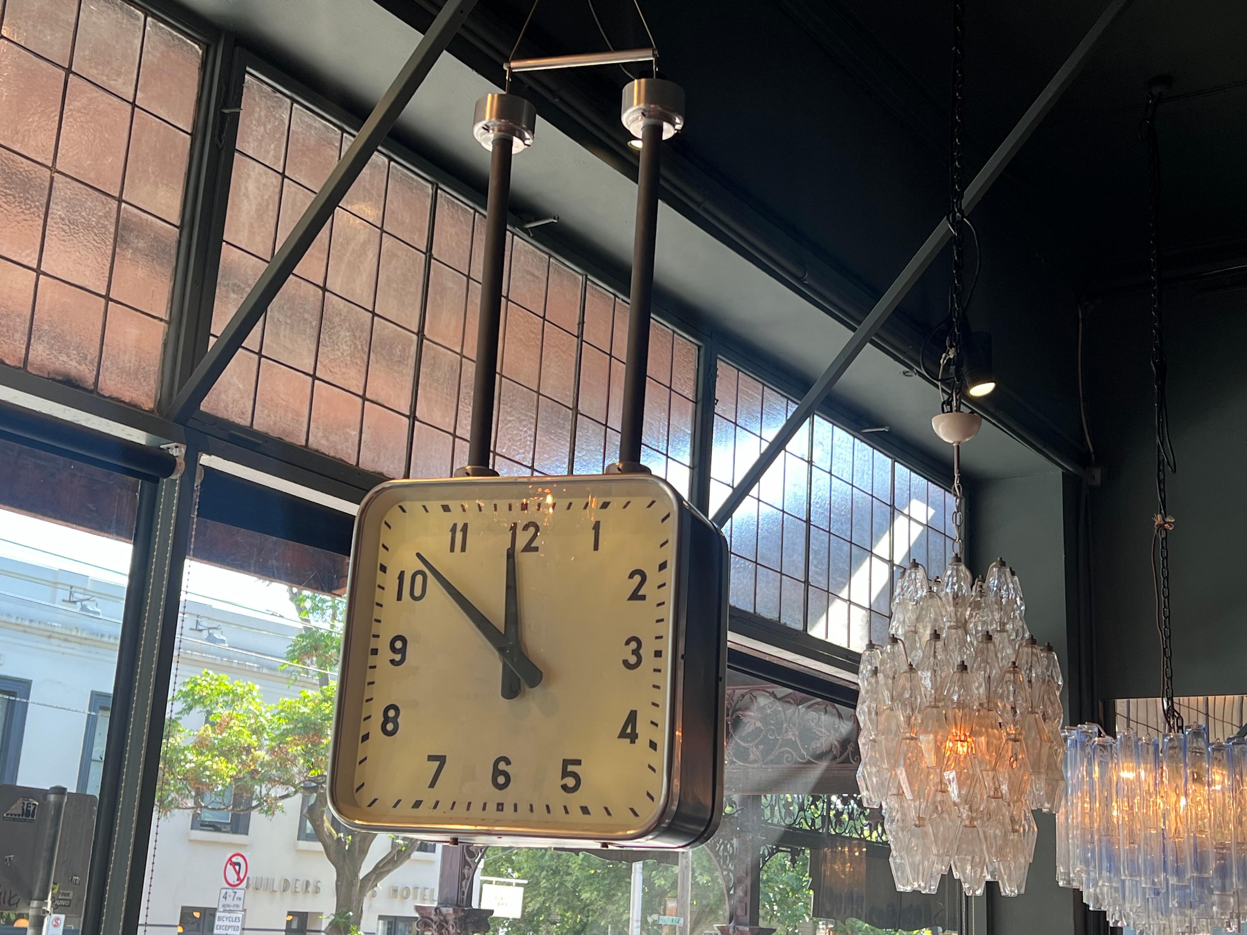 Double-Sided Ceiling clock by Gio Ponti for Enrico Boselli, Italy, 1940's For Sale 4