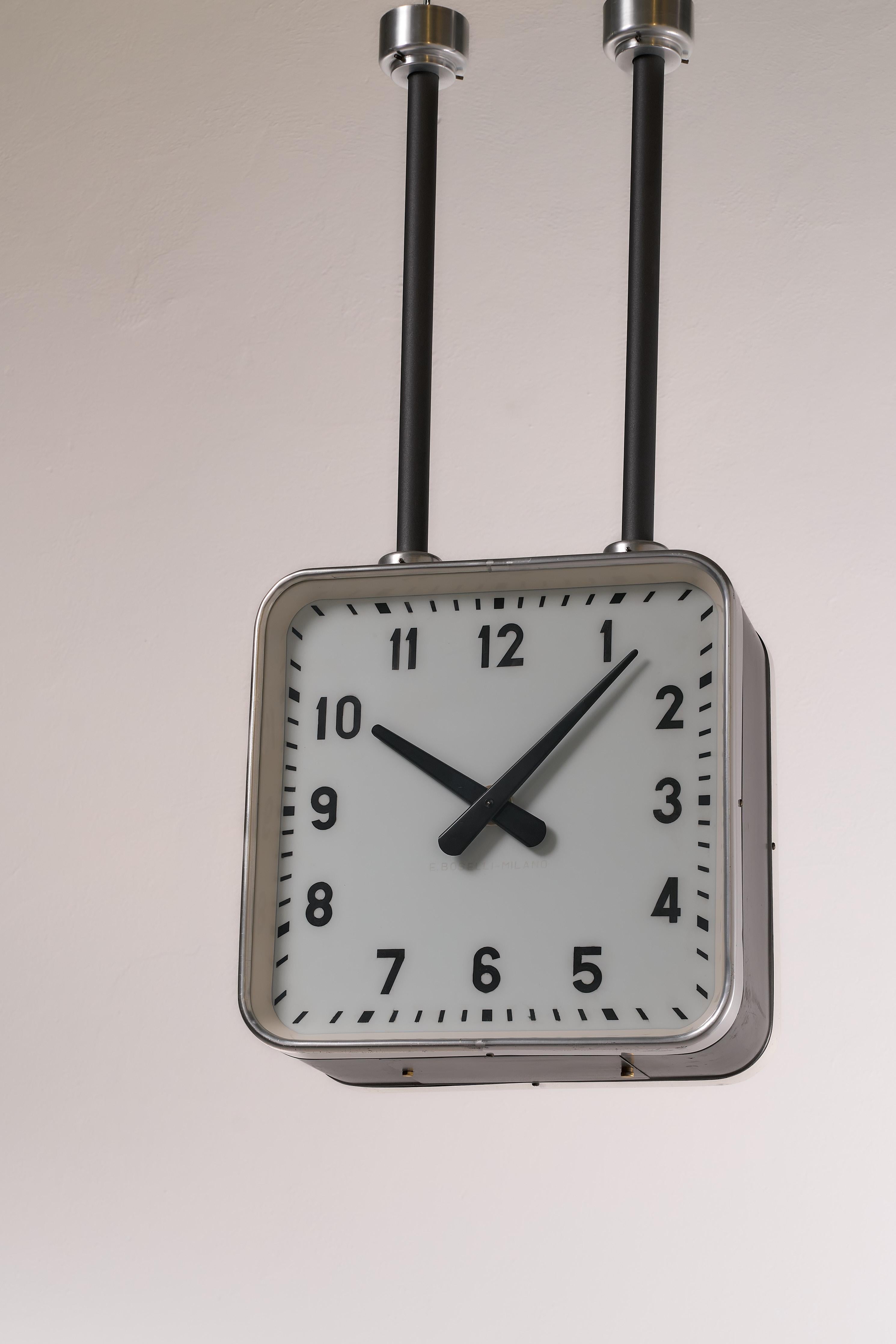 20th Century Double-Sided Ceiling clock by Gio Ponti for Enrico Boselli, Italy, 1940's For Sale