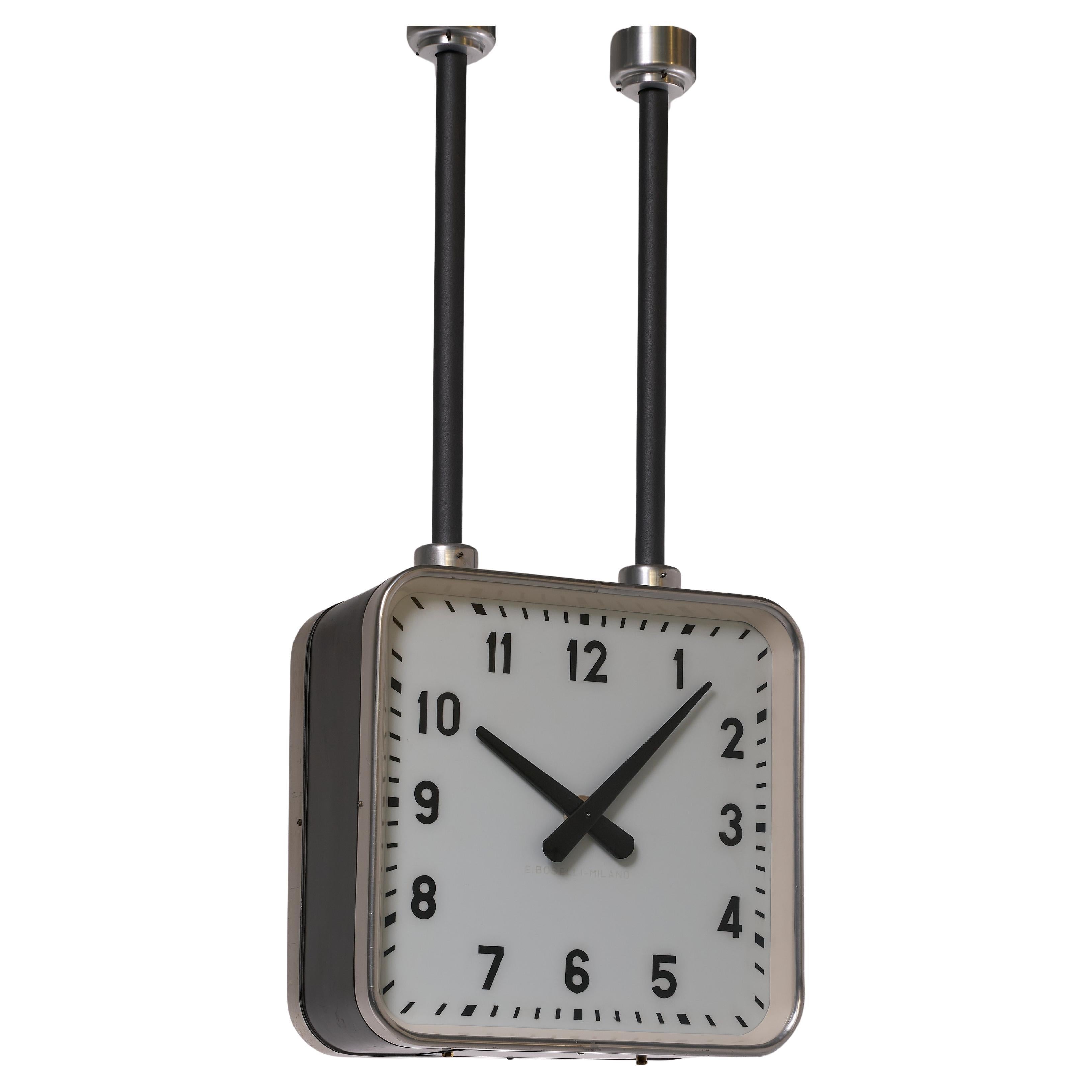 Italian Double-Sided Ceiling clock by Gio Ponti for Enrico Boselli, Italy, 1940's For Sale