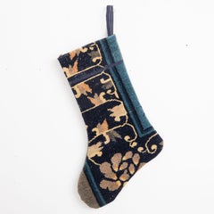 Double Sided Christmas Stocking Made from Chinese Deco Rug Fragments
