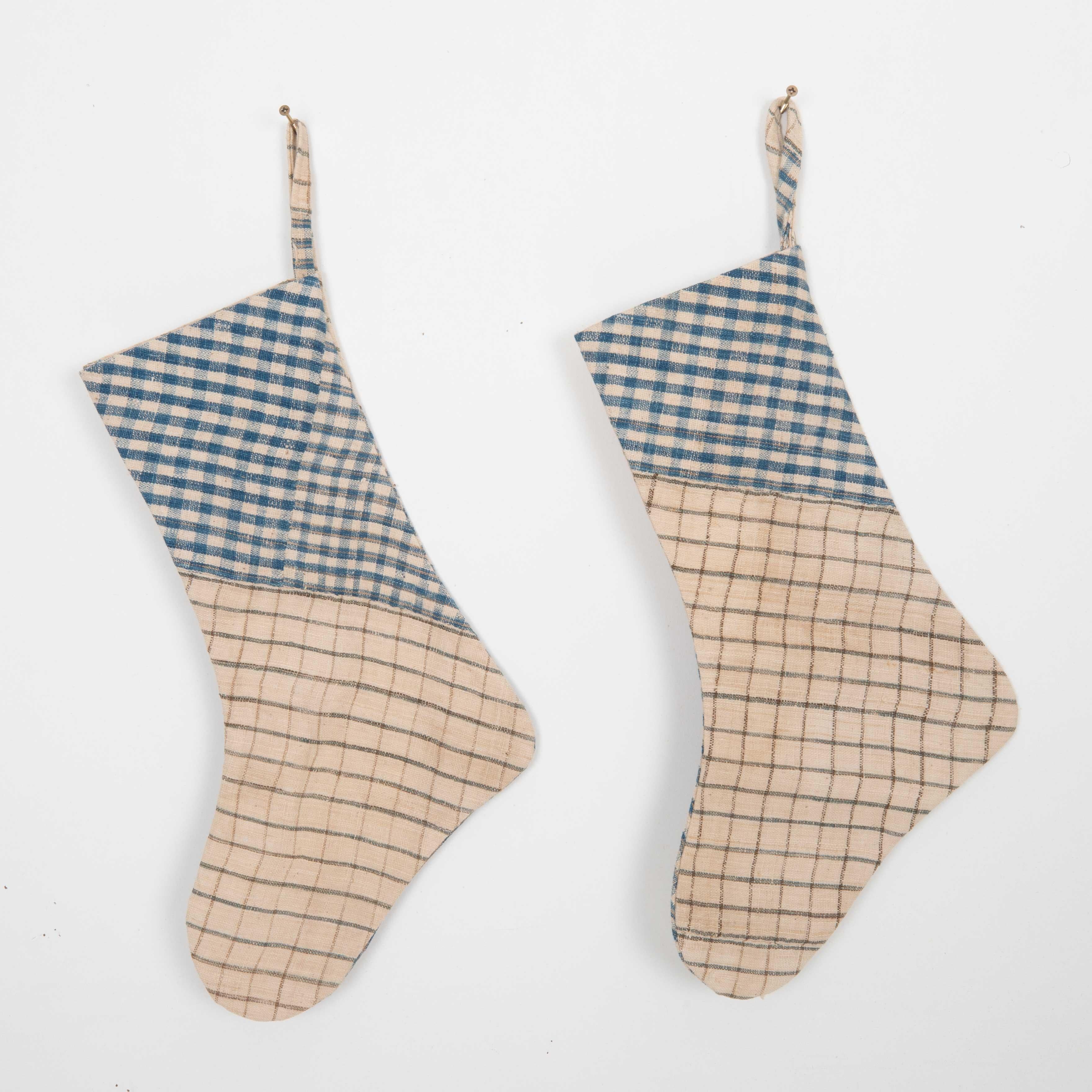 Hand-Woven Double Sided Christmas Stockings Made from Anatolian Textile Fragments For Sale