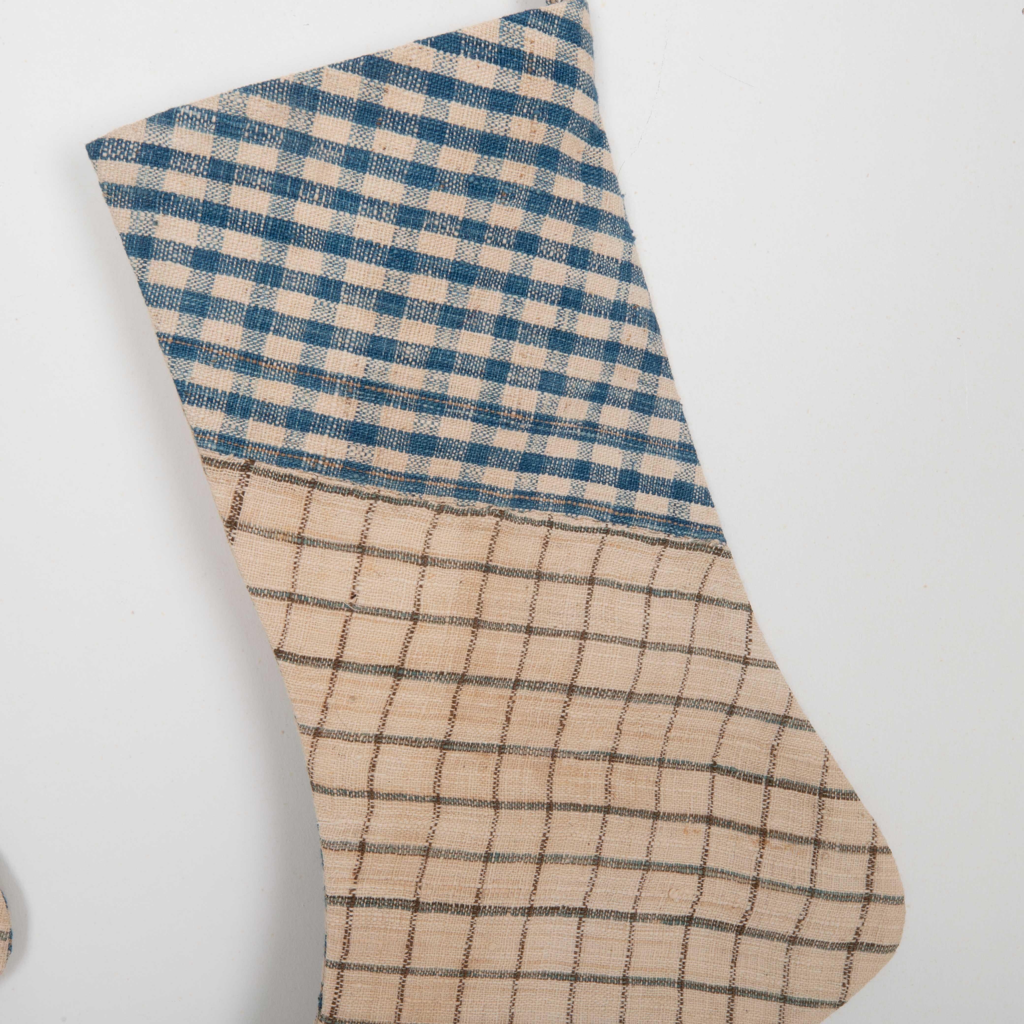 20th Century Double Sided Christmas Stockings Made from Anatolian Textile Fragments For Sale