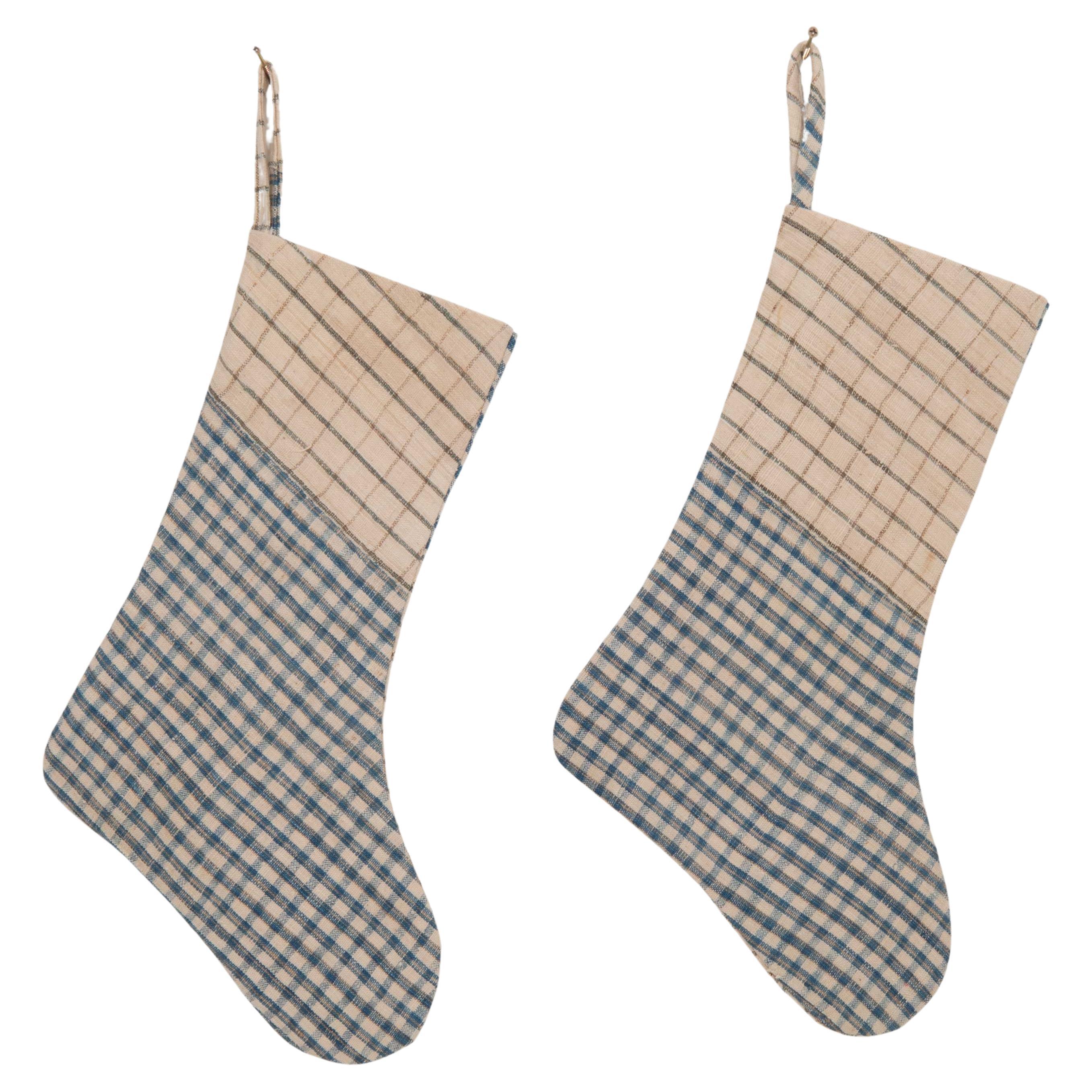Double Sided Christmas Stockings Made from Anatolian Textile Fragments For Sale