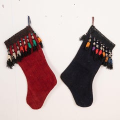 Double Sided Christmas Stockings Made from Vintage Perde Cover Fragments
