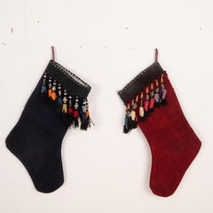 Double Sided Christmas Stockings Made from Vintage Perde Cover Fragments
