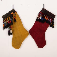 Double Sided Christmas Stockings Made from Vintage Perde Cover Fragments