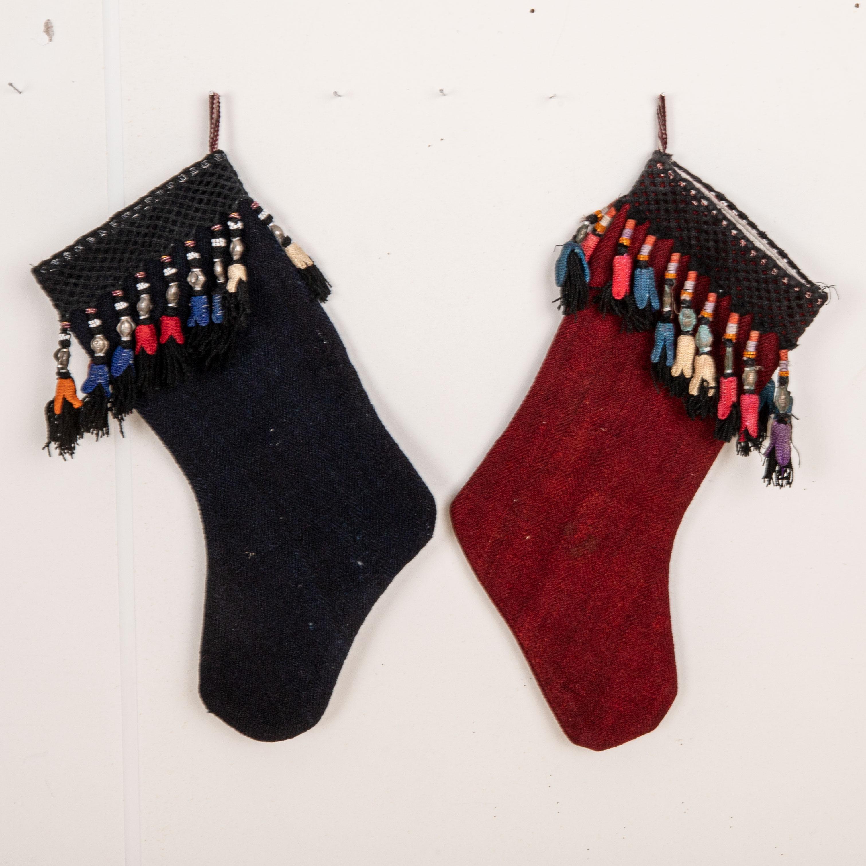 20th Century Double Sided Christmas Stockings Made from Vintage Perde Cover Fragments For Sale