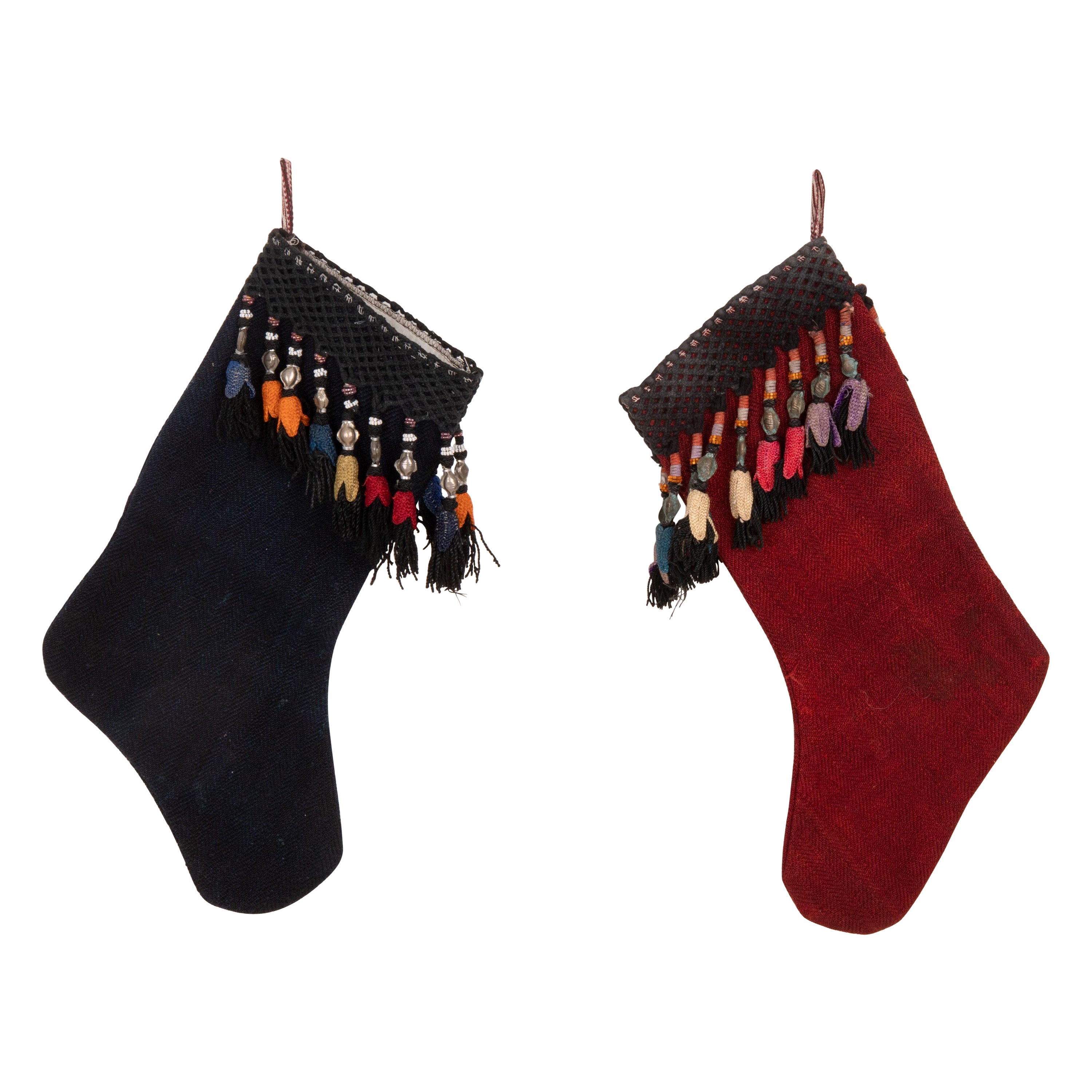 Doppelseitige Weihnachts Stockings aus Vintage Perde-Deckelfragmenten im Angebot