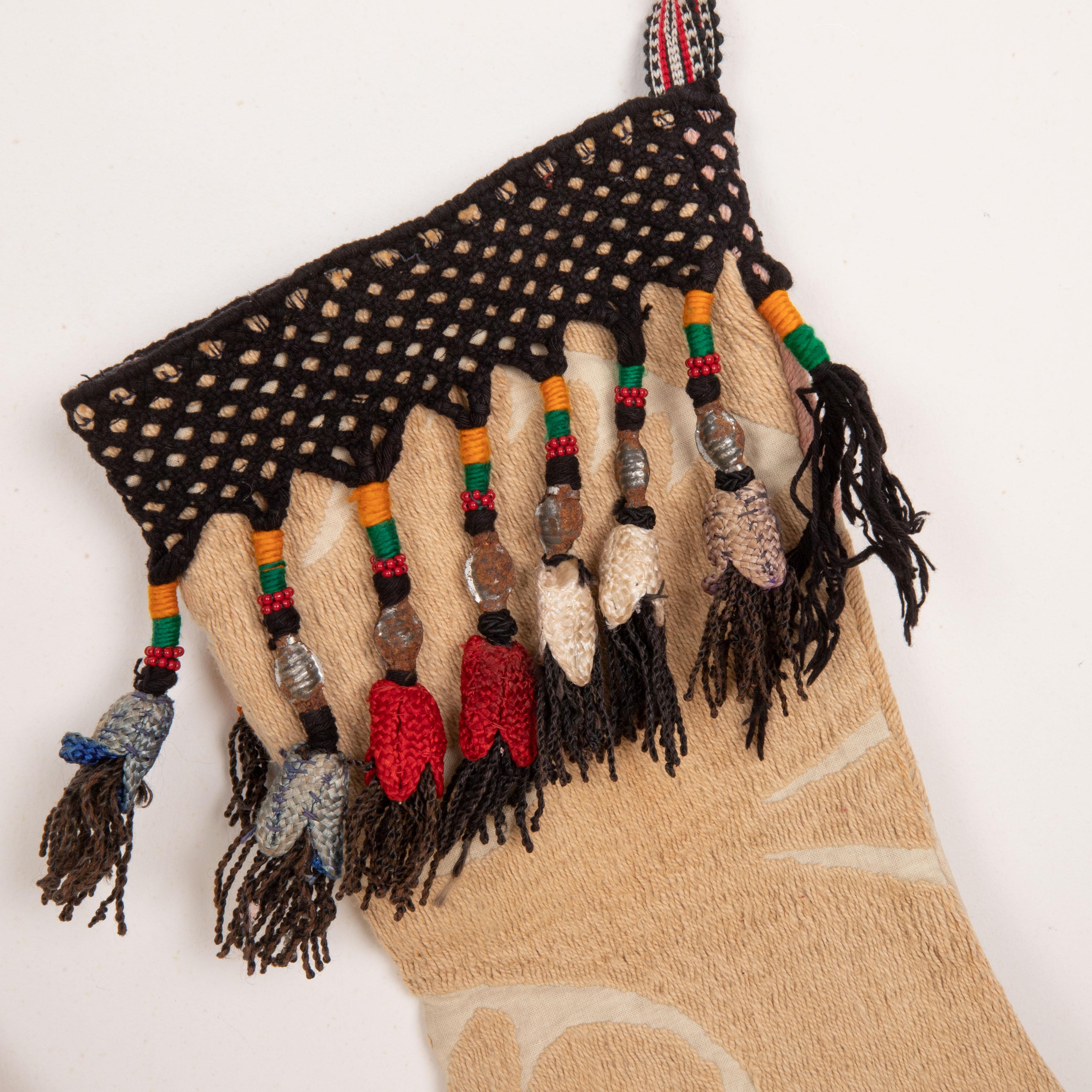 Uzbek Double Sided Christmas Stockings Made from Vintage Suzani Fragments For Sale
