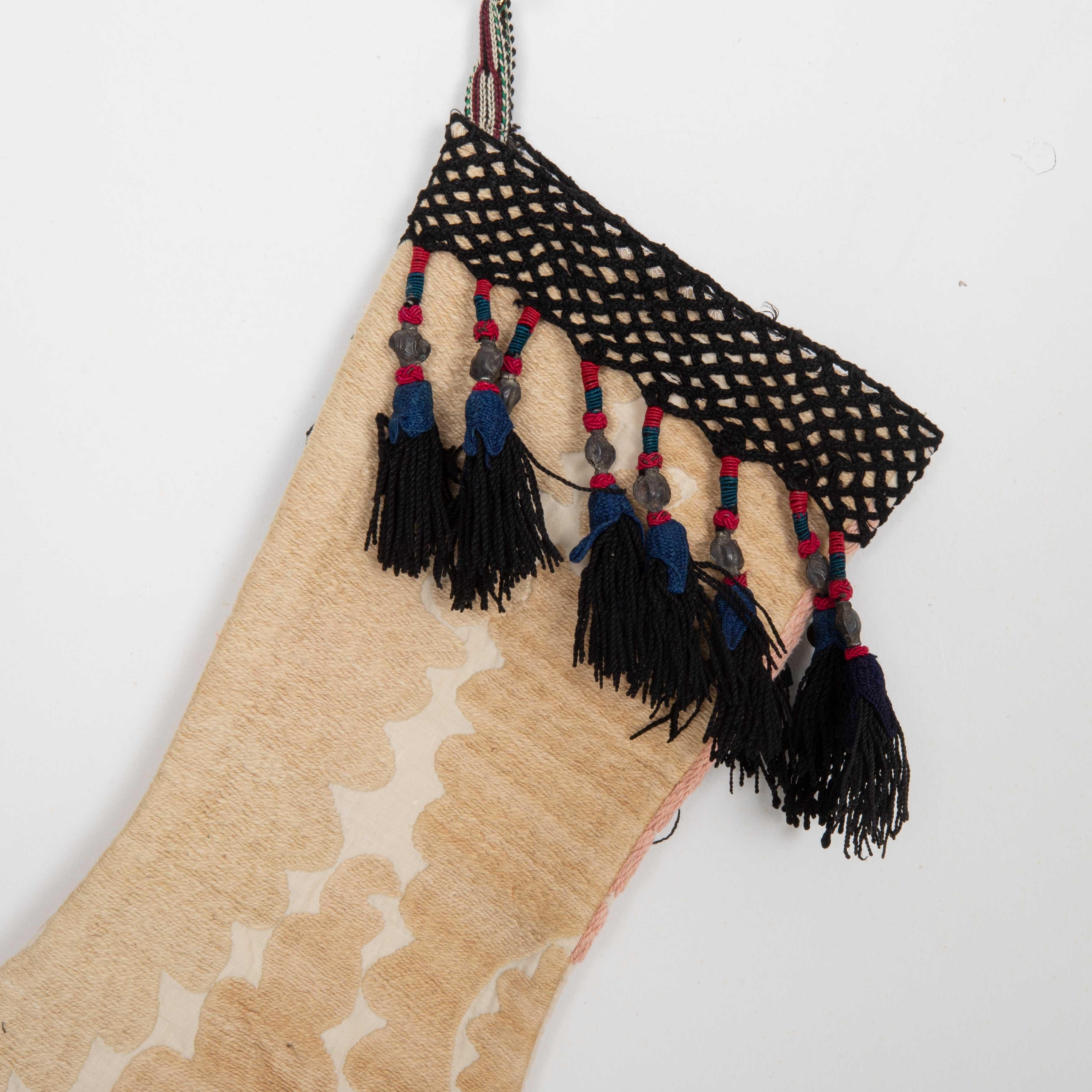 Embroidered Double Sided Christmas Stockings Made from Vintage Suzani Fragments For Sale