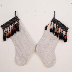 Medias de Navidad de doble cara hechas con fragmentos de kilim turco vintage