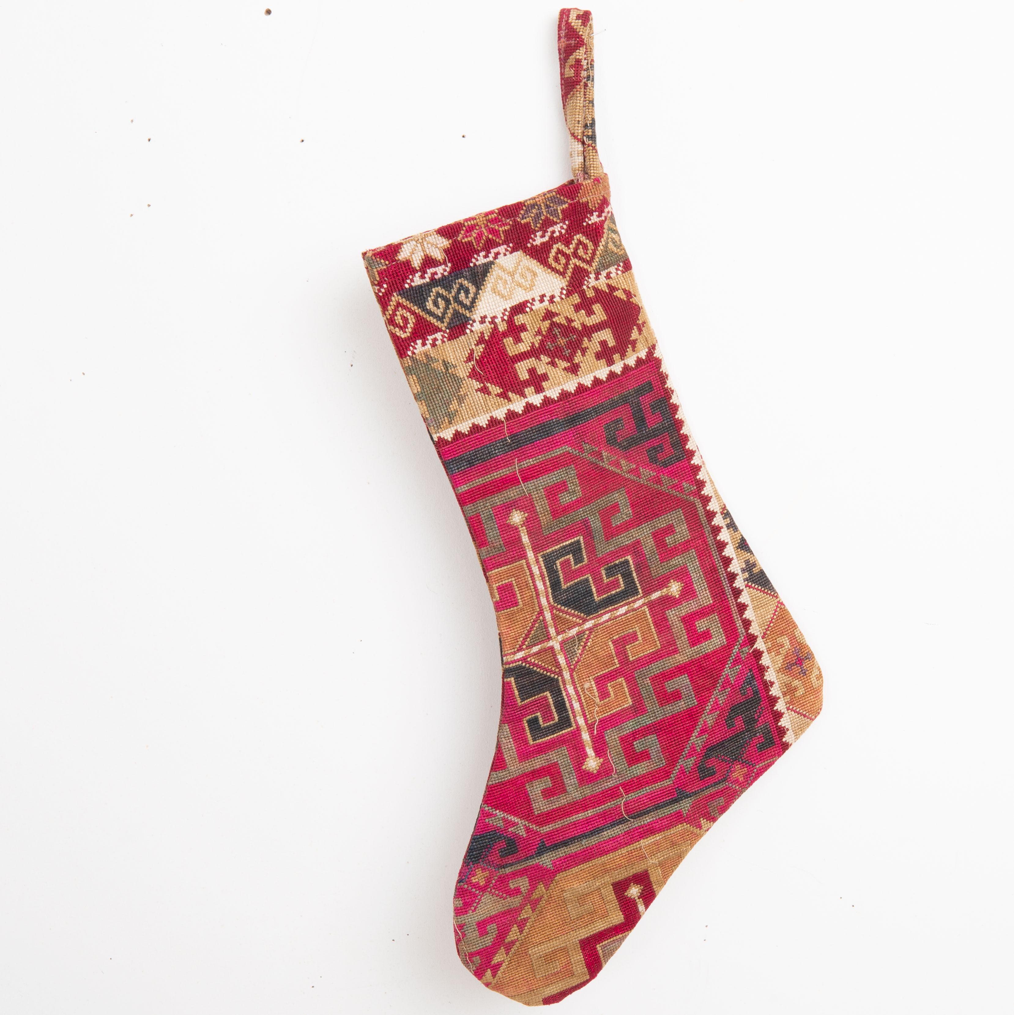 Suzani Double Sided Christmas Stockings Made from Vintage Uzbek Lakai Embroidery For Sale