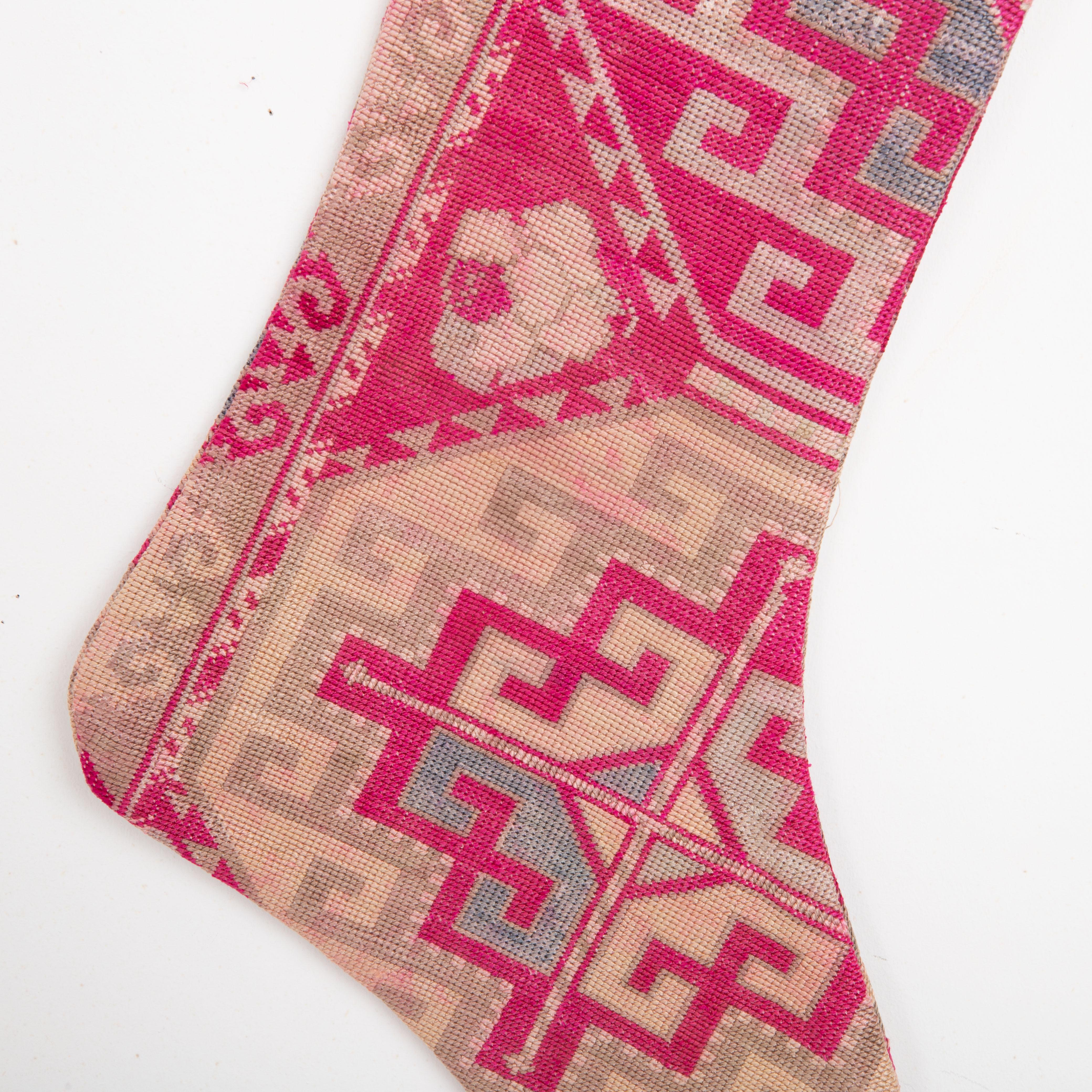Embroidered Double Sided Christmas Stockings Made from Vintage Uzbek Lakai Embroidery  For Sale
