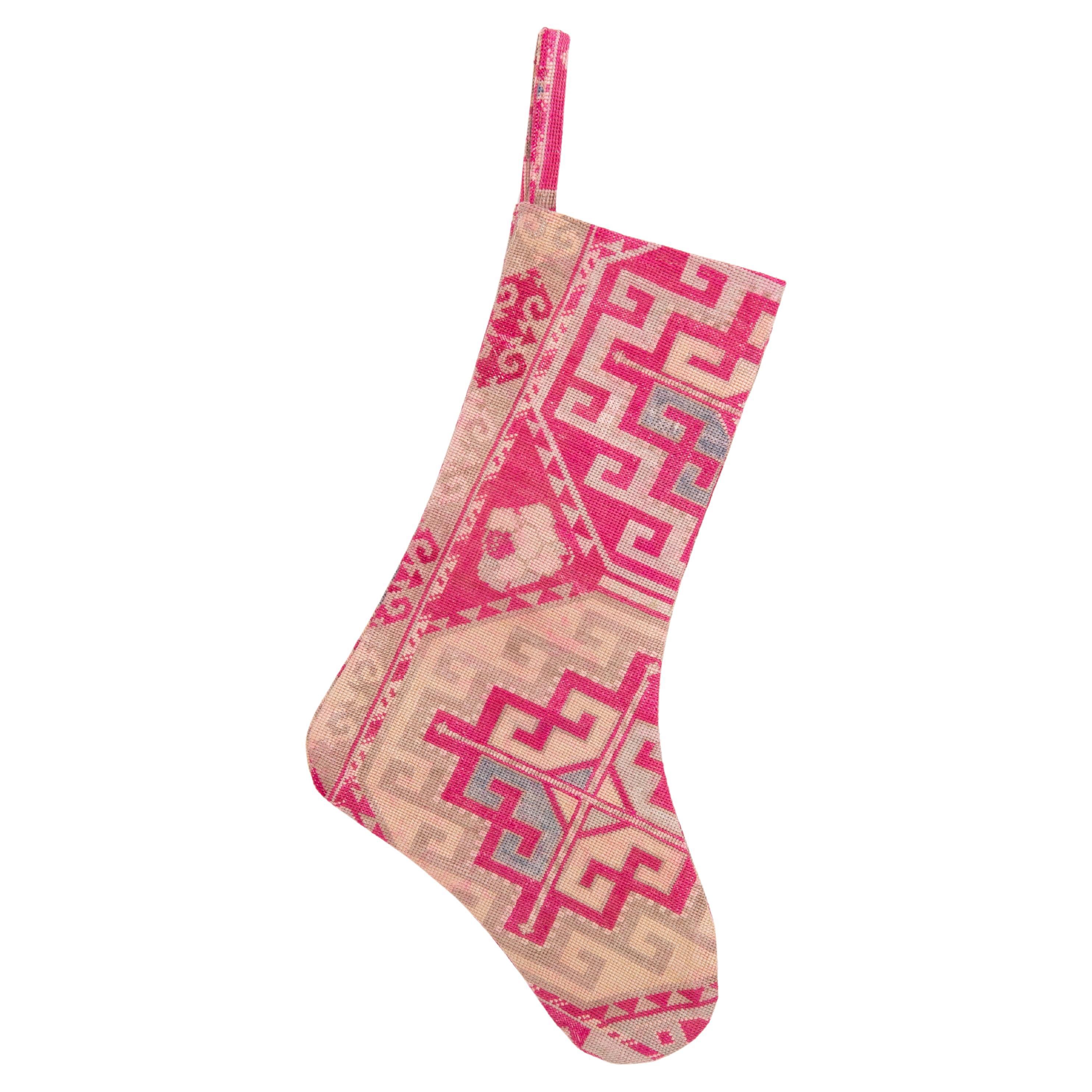 Double Sided Christmas Stockings Made from Vintage Uzbek Lakai Embroidery  For Sale