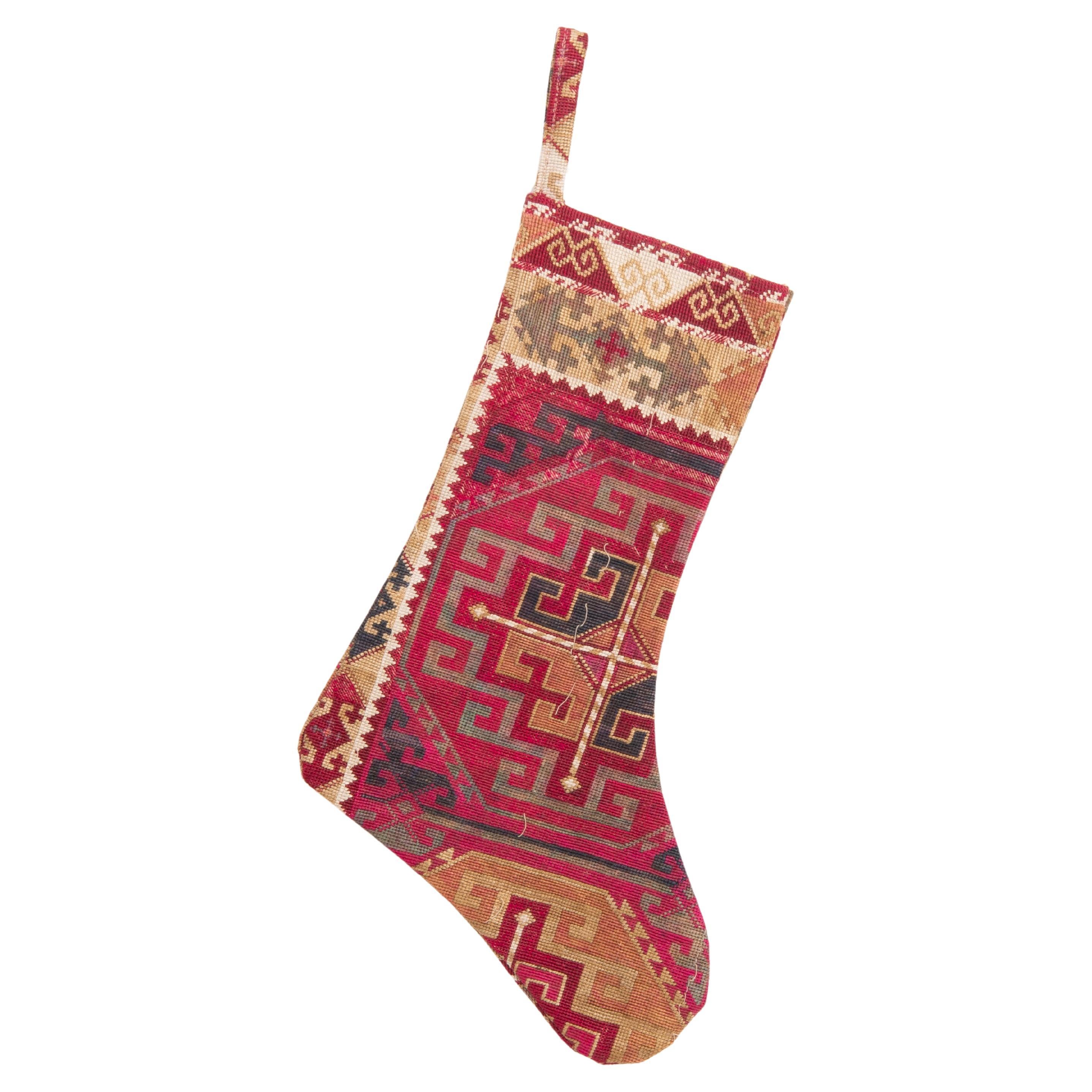 Double Sided Christmas Stockings Made from Vintage Uzbek Lakai Embroidery For Sale