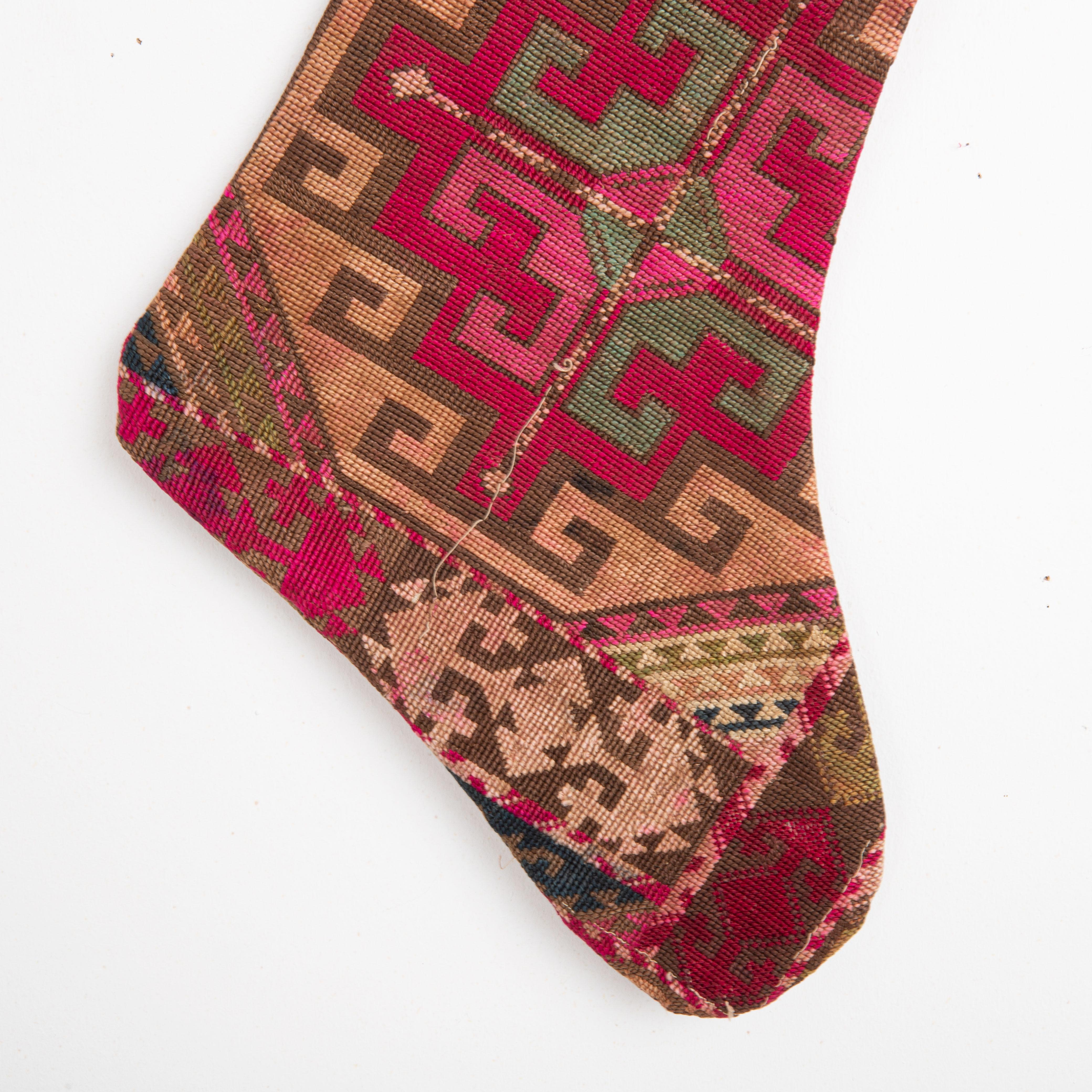 Embroidered Double Sided Christmas Stockings Made from Vintage Uzbek Lakai Embroidery Fragme For Sale