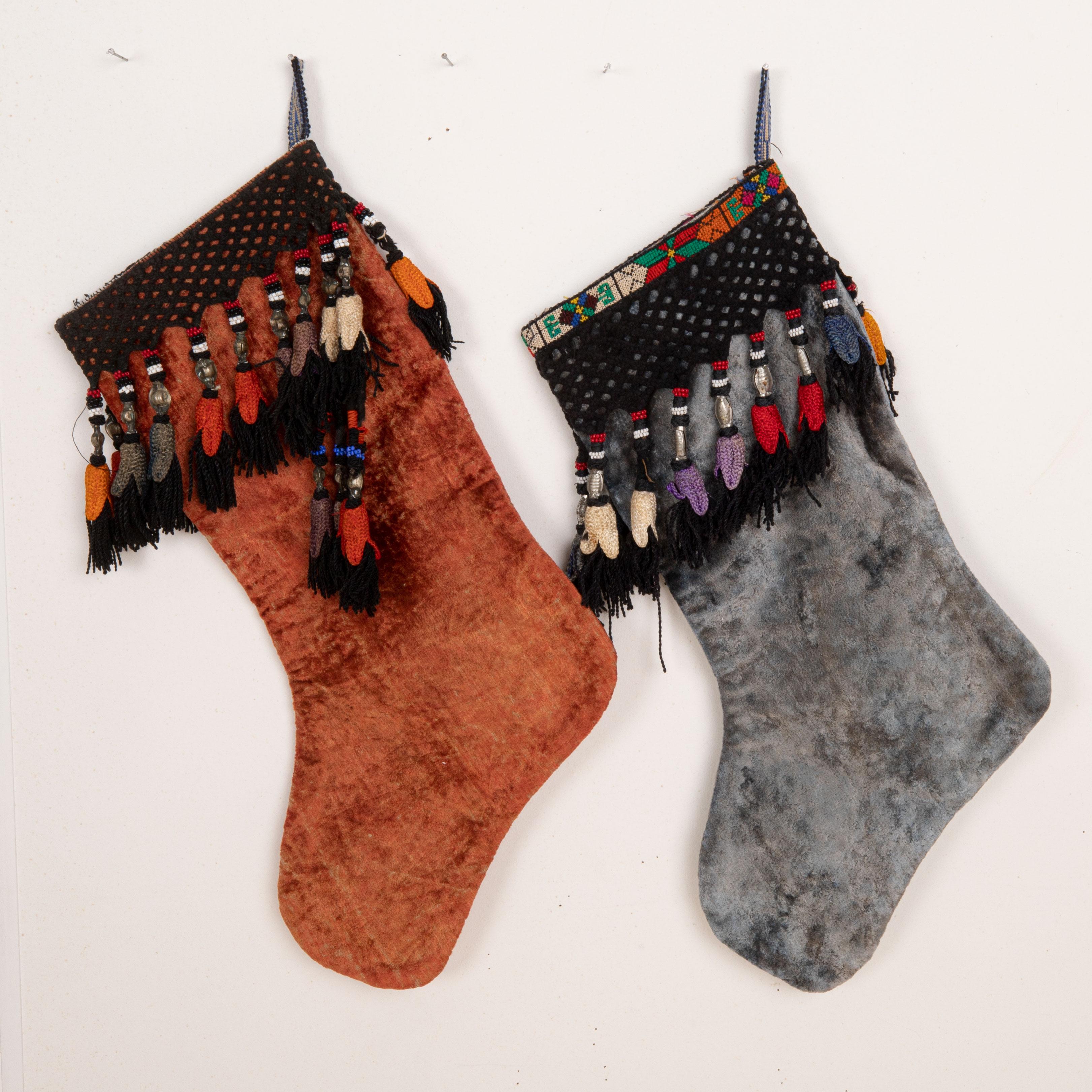 These Christmas Stockings were made from mid 20th C. Uzbek Velvet Fragments.

Please note these were made from vintage Uzbek Velvet fragments.
