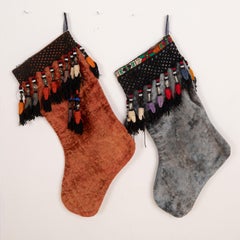 Double Sided Christmas Stockings Made from Vintage Uzbek Velvet Fragments