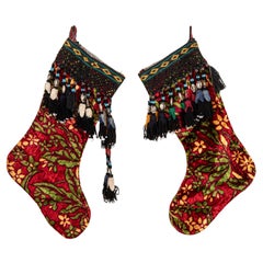 Double Sided Christmas Stockings Made from Vintage Uzbek Velvet Fragments