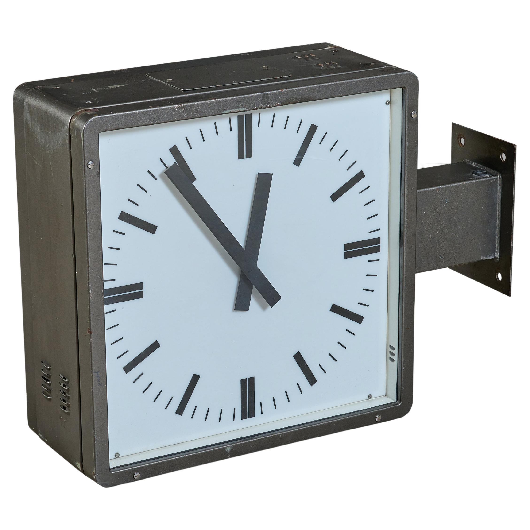Double Sided Station Clock by Brille, circa 1940s at 1stDibs