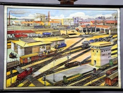 Double-Sided Cottagecore Wall Chart Fishing Harbour Goods Railway Station