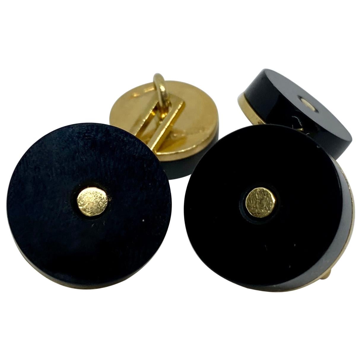 Tom Ford Double-Sided Cufflinks in 18K Yellow Gold and Black Onyx