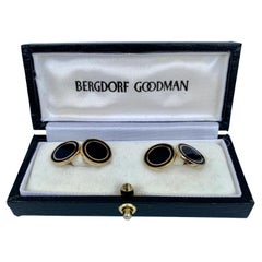 Double-Sided Cufflinks with Black Onyx Set in Gold Vermeil for Bergdorf-Goodman