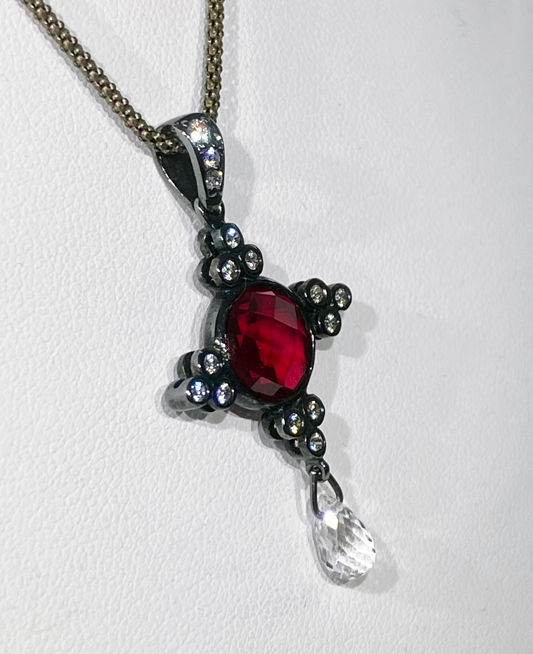 Contemporary A Sapphire and Ruby Pendant 