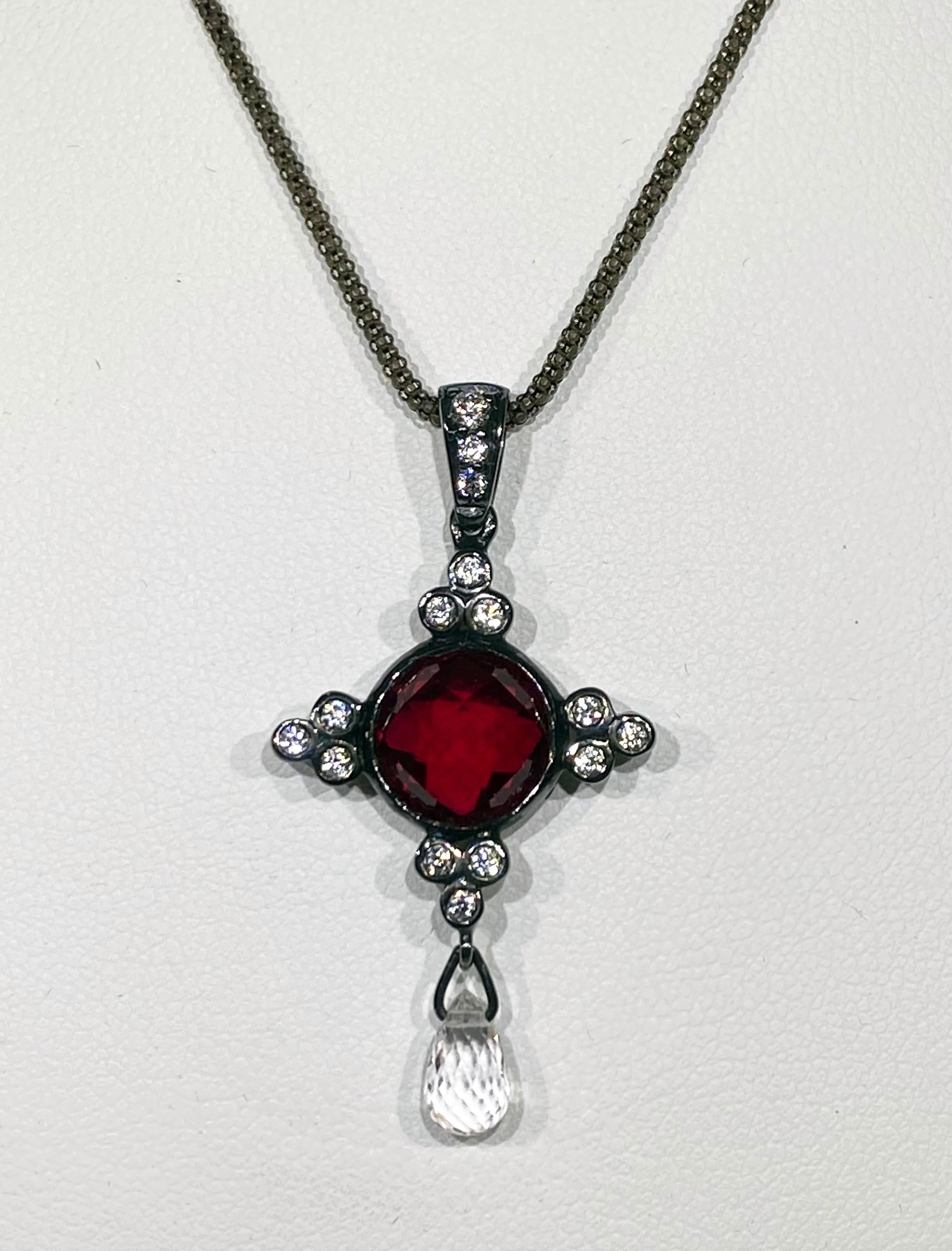 Women's or Men's A Sapphire and Ruby Pendant 