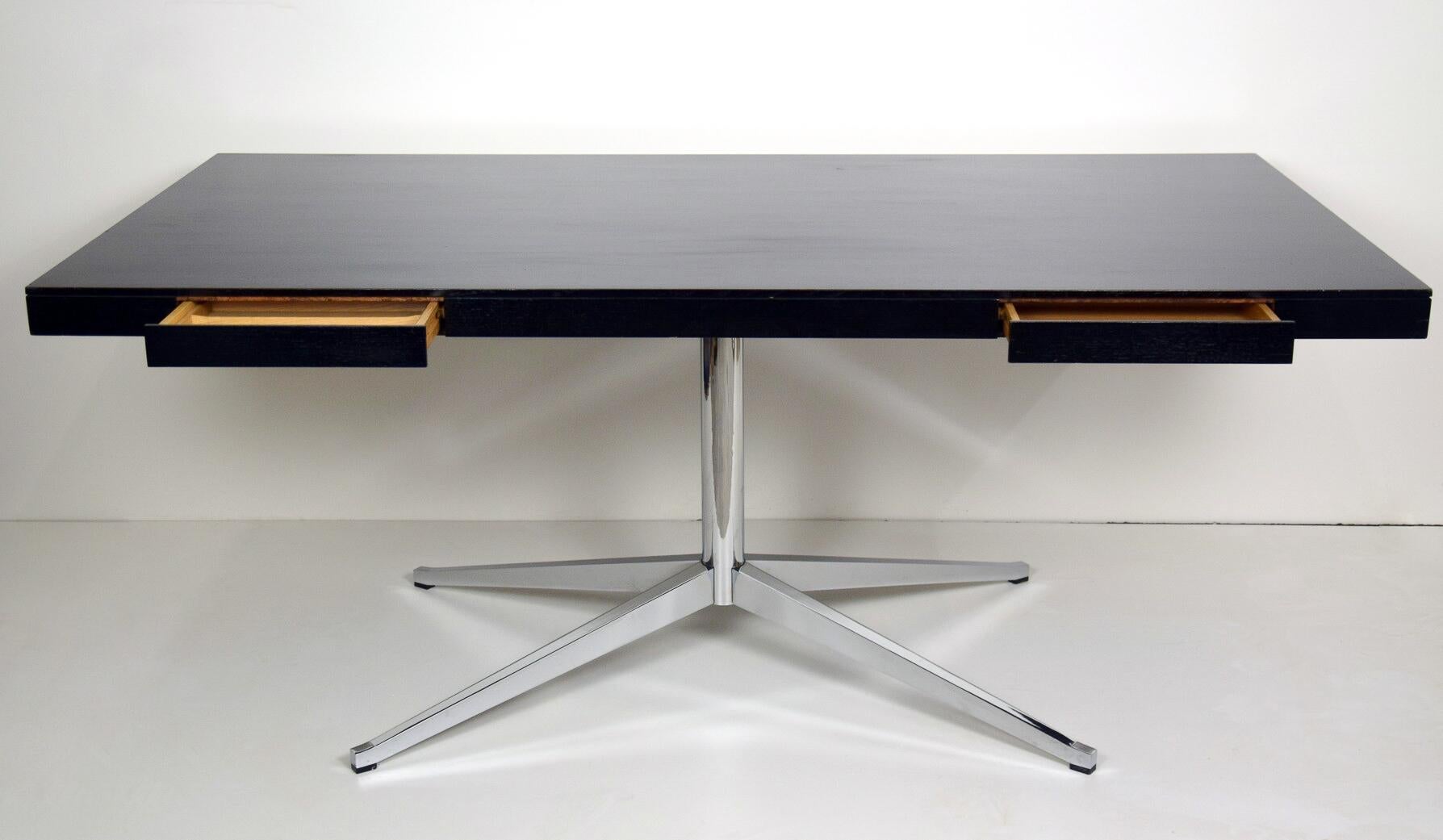 European Double Sided Desk in Black Lacquered by Florence Knoll, 1960s