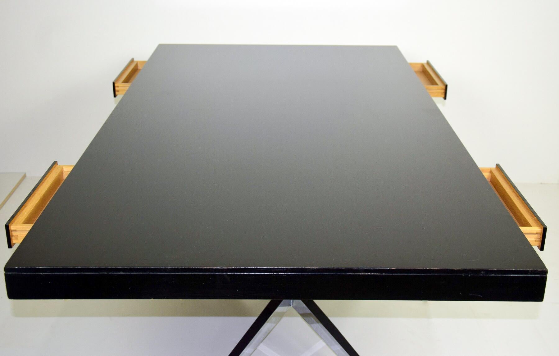 Metal Double Sided Desk in Black Lacquered by Florence Knoll, 1960s