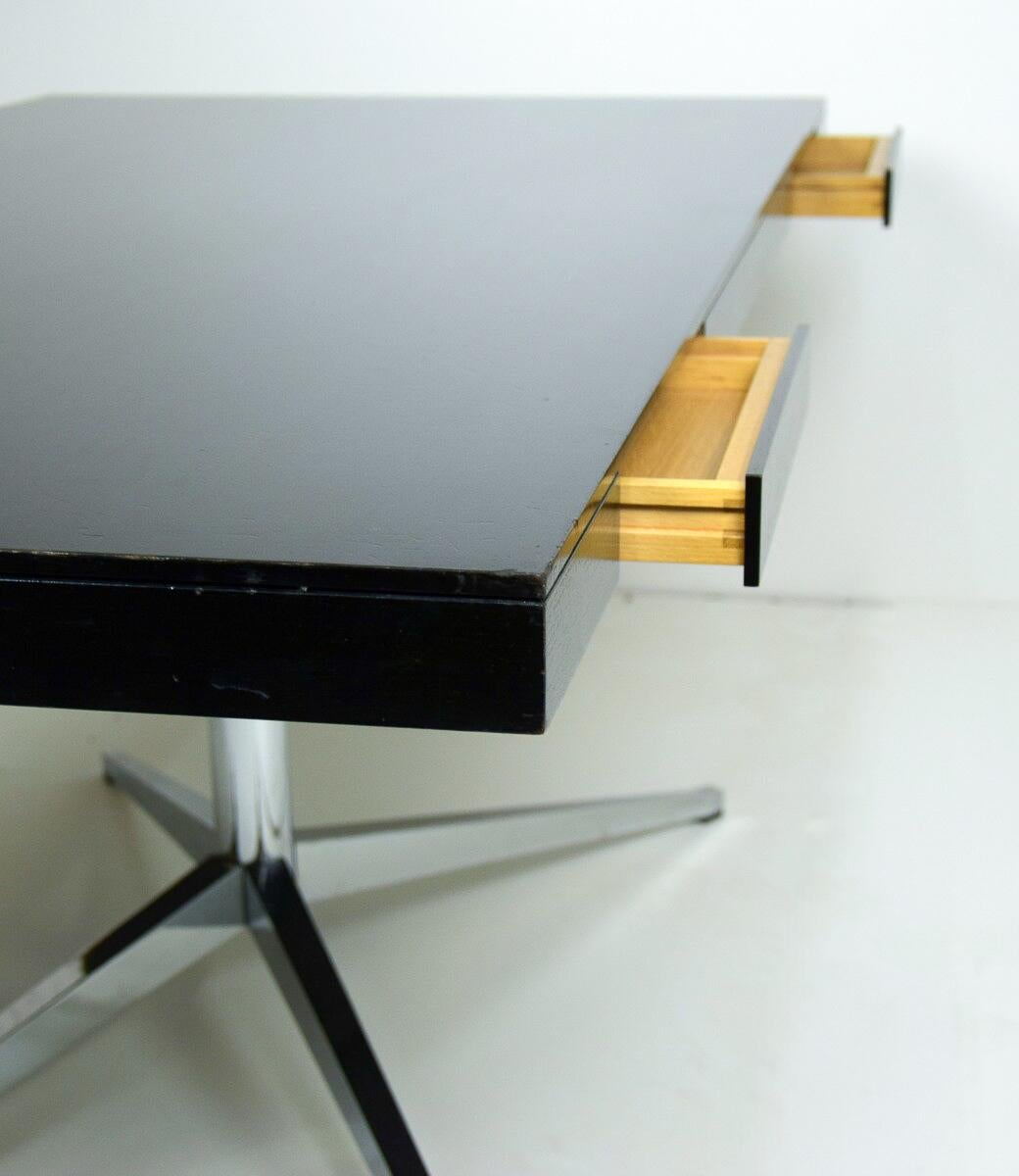 Double Sided Desk in Black Lacquered by Florence Knoll, 1960s 1