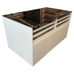 Double-Sided Dressing Island Design, Sahara Noir Marble Glass Top, Italy