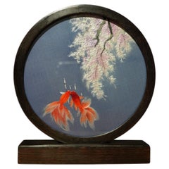 Double-Sided Embroidery Goldfish Artwork – Handcrafted Silk Feng Shui Decor